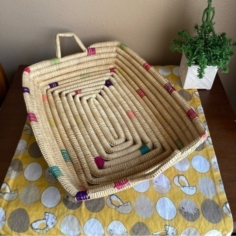 Colorful woven rectangular basket